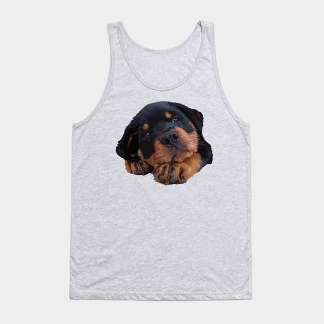 Cute Rottweiler Puppy Tank Top by thedailysoe